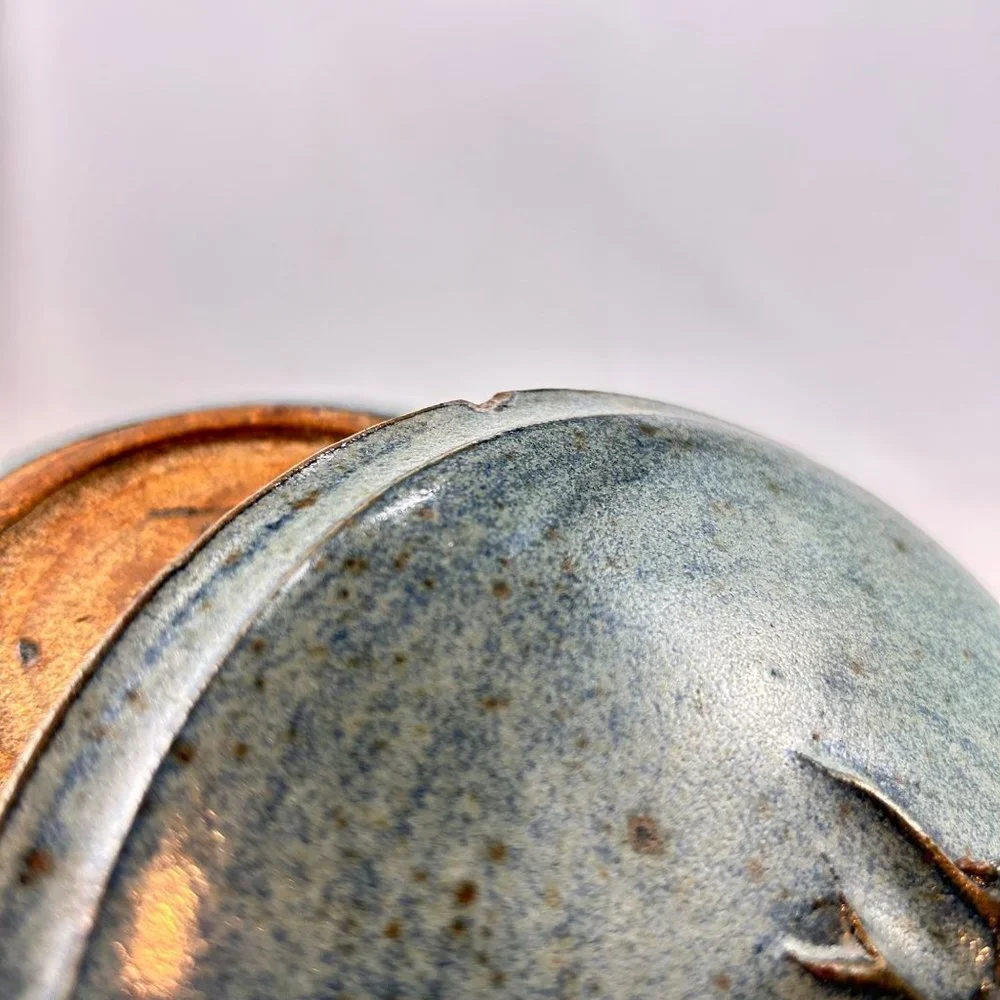 HANDMADE Stoneware Pottery Art | Turquoise Ceramic Lidded Bowl
